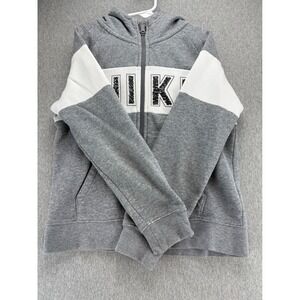 Nike‎ Gray & White Block Full Zip Hoodie Sweatshirt Youth Size Small